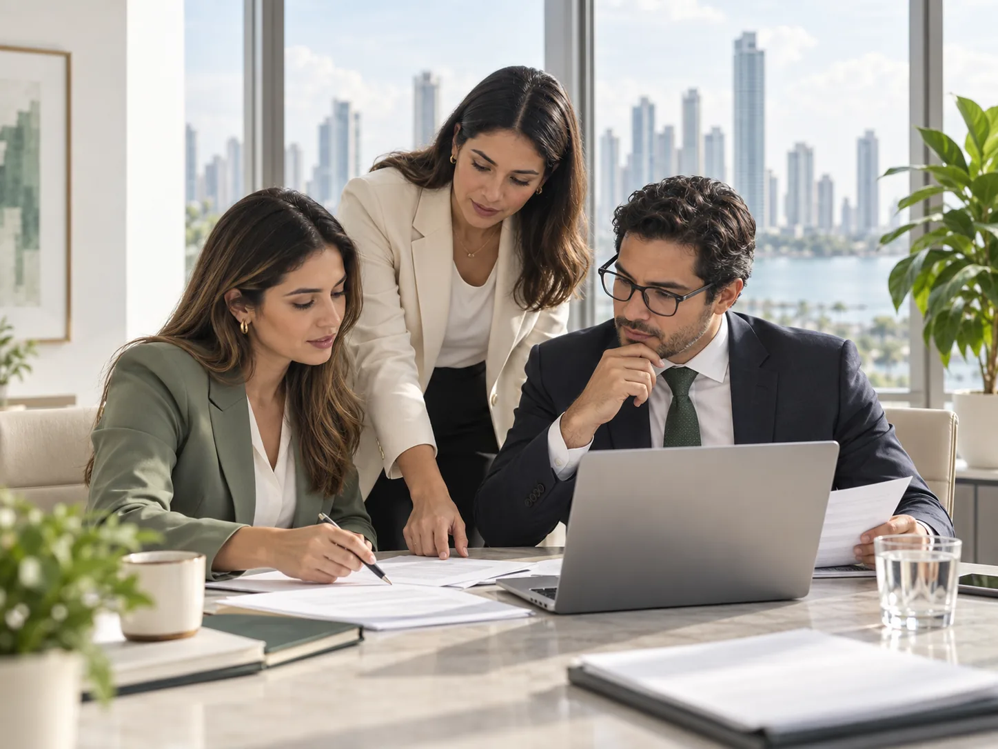 Profesionales colaborando en una oficina de Ciudad de Panamá